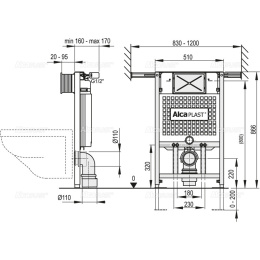 Инсталляция для унитаза AlcaPlast A102/850 Jadromodul