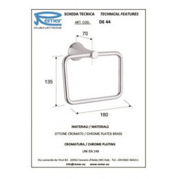 Фото Remer Delicata DE44CR Держатель для полотенца - кольцо 180 мм (хром)