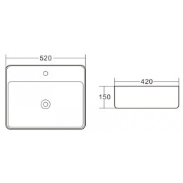 Раковина 52 см BelBagno (BB1367) прямоугольная, санфаянс