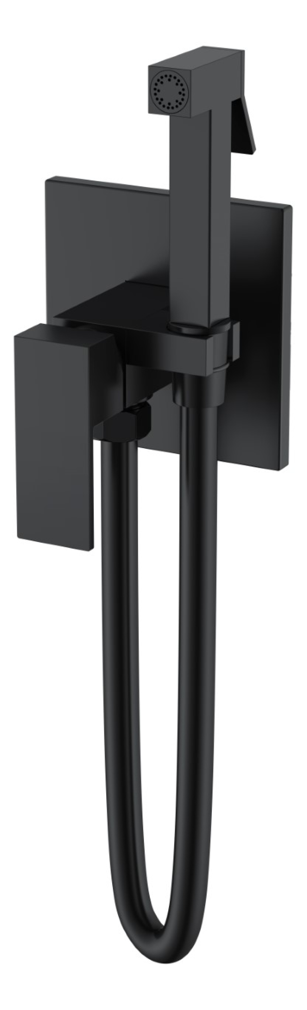 Фото Гигиенический душ со смесителем Boheme Qubic 477-B Черный матовый