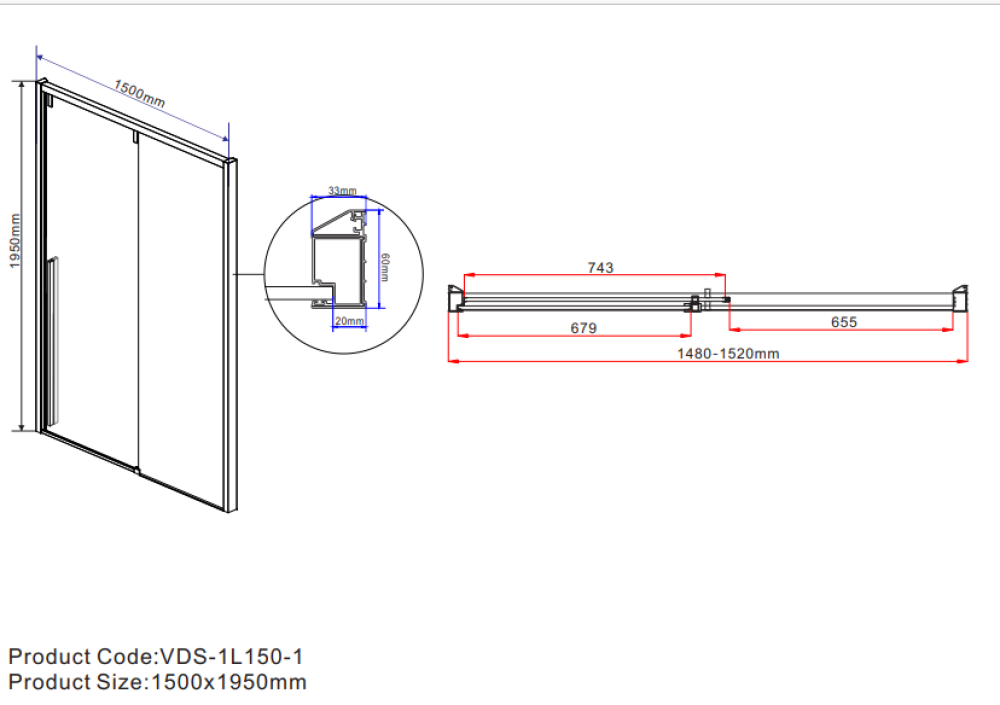 Фото Душевая дверь Vincea Lugano (VDS-1L150CL-1) хром