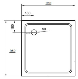 Поддон акриловый Cezares 95 x 95 x 15 см, TRAY-A-A-95-15-W
