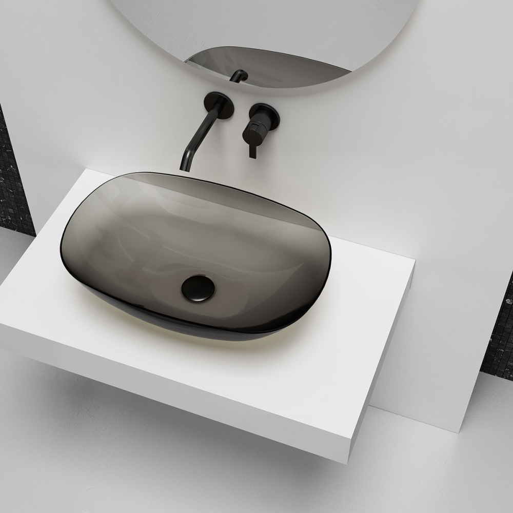 Фото Накладная раковина 54 см Vincea (VBS-6T12B) черный прозрачный