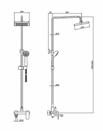 Душевая стойка с большим круглым верхним душем и смесителем с поворотным изливом Bravat Opal F612518