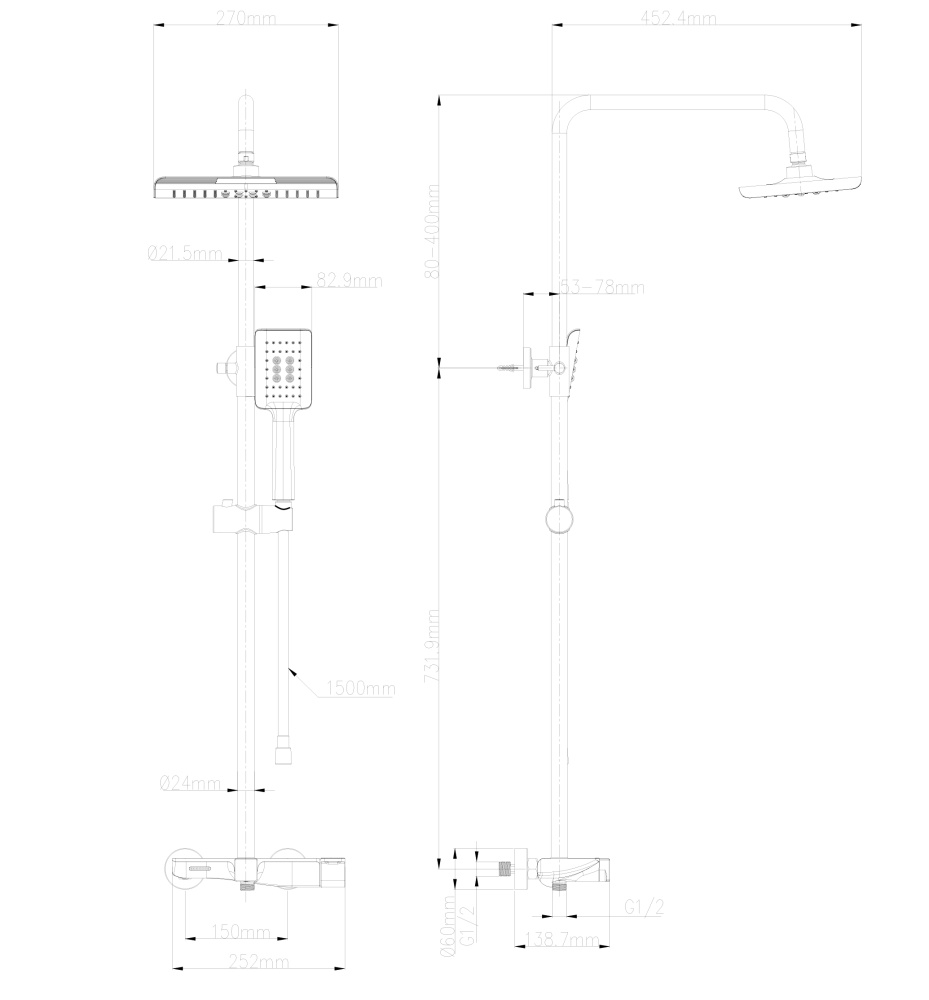 Душевая система Wonzon&Woghand (WW-AE33110-MB) Черный