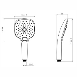 Фото Душевая лейка ручная Paini Pescara PSCR155F3D120 хром