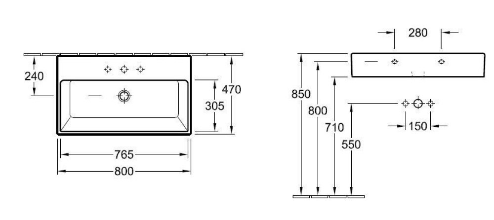 Фото Раковина 51338LR2 VILLEROY&BOCH Memento, для установки на мебель