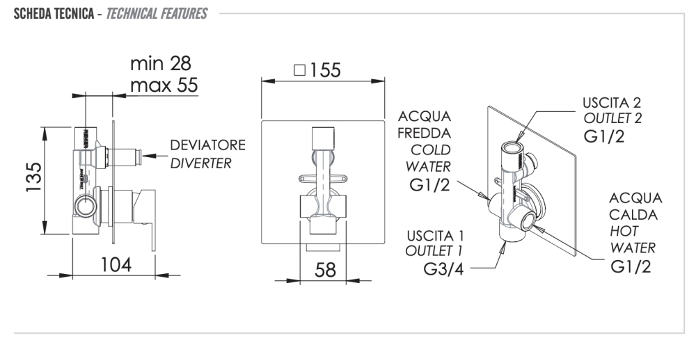 Фото Смеситель для душа Remer Q-Design QD09