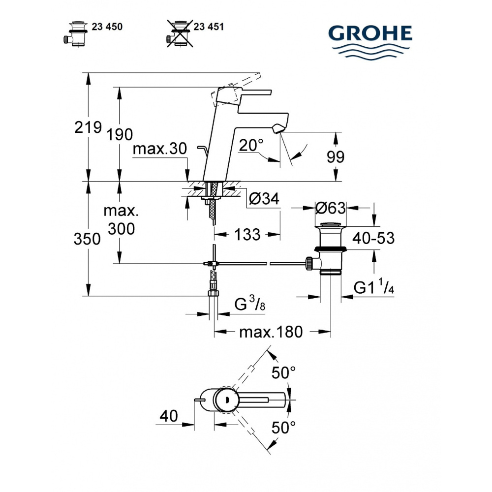 GROHE Concetto 23450001 Смеситель для раковины