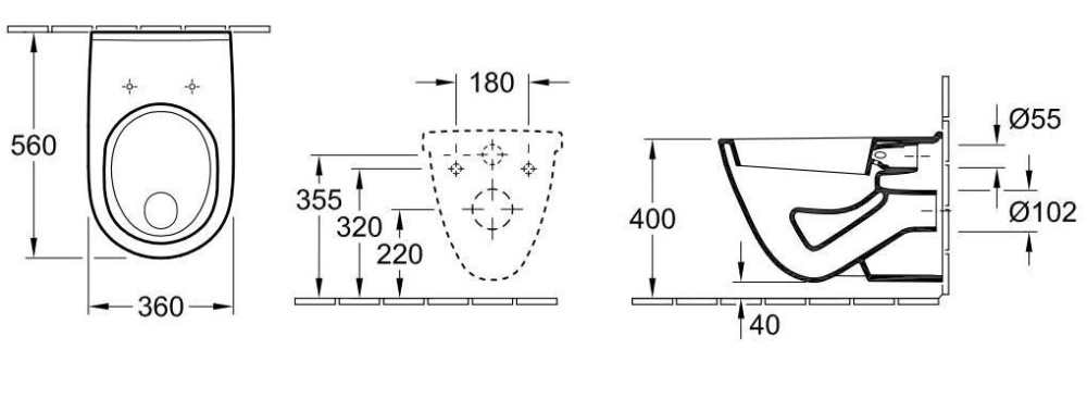 Подвесной унитаз 56621001 VILLEROY BOCH O'NOVO
