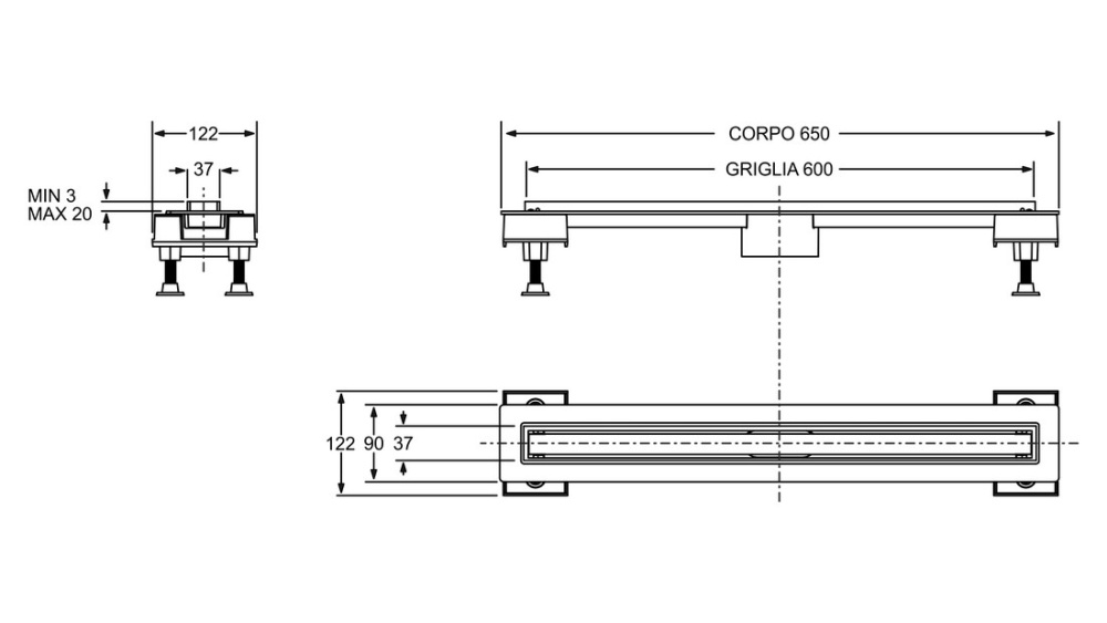 Душевой лоток Bonomini CANALISSIMA (6825WX60SWZ) черный