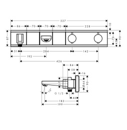 Термостатический смеситель для ванны 15359600 Hansgrohe RainSelect (черный, хром)