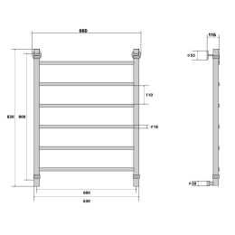 Водяной полотенцесушитель Energy Classic 80х60