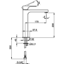 Смеситель для раковины Cisal Cubic CU00354121, хром