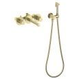 Смеситель для раковины Timo Saona 2383/17SM встроенный с термостатом, с гигиеническим душем, золото
