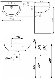 Раковина Laufen Pro 8.1095.3.000.104.1, 65*50 см