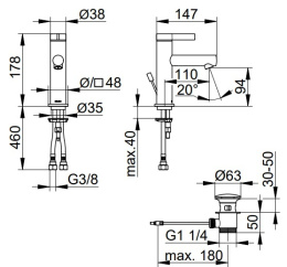 Фото Смеситель для умывальника Keuco Ixmo 59502371000, черный, матовый