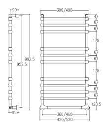 Электрический полотенцесушитель Margaroli Sole 514TS4711OBNB 52х99,2 см