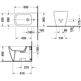 Биде напольное Duravit Happy D.2 2259100000, белый