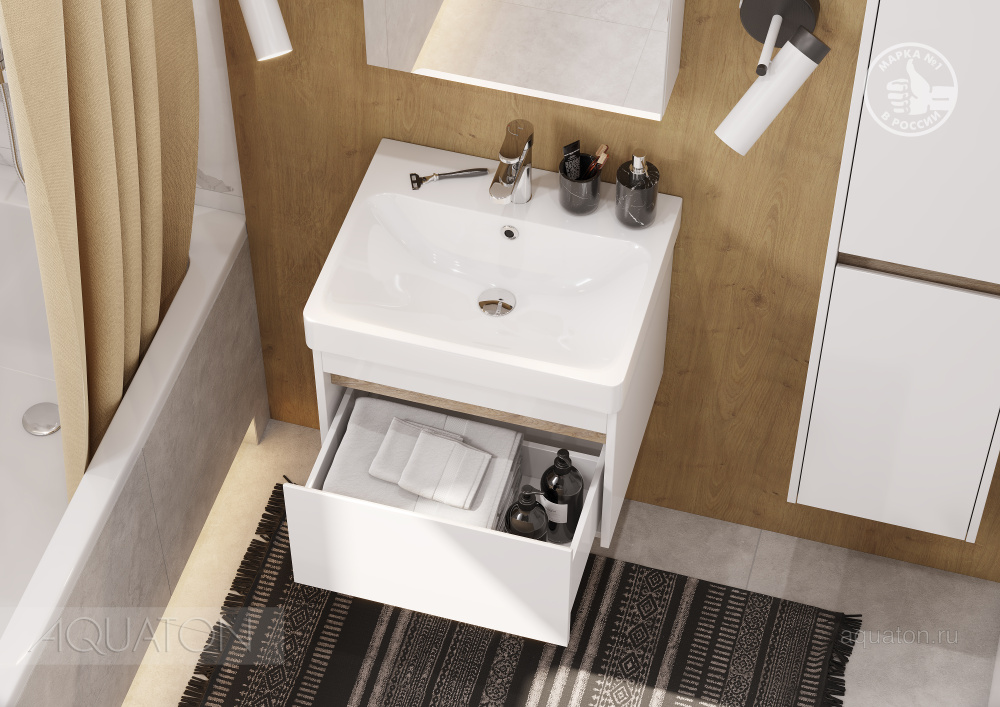 Фото Тумба под раковину Aquaton Марти 55 ясень шимо 1A263201MY010