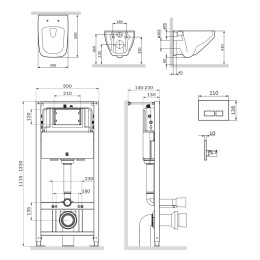 Инсталляция + унитаз + клавиша Am.Pm Inspire 2.0 (IS47001.50A1700) белый, синий
