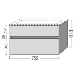 Villeroy&Boch Verity Line B66300DH Подвесная тумба под раковину с двумя ящиками, ширина 75,5 см, бел