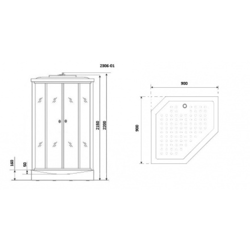 Душевая кабина 90x90x220 Niagara (NG-2306-01) Без гидромассажа, акрил, Поддон низкий