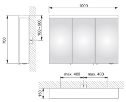 Фото Зеркальный шкаф Keuco Royal Reflex 24204171301, алюминий