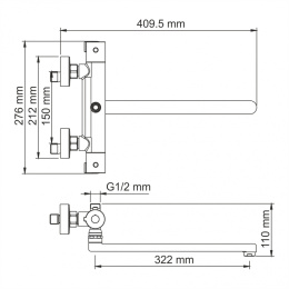 Смеситель для ванны WasserKRAFT Berkel 4822L Thermo, термостатический