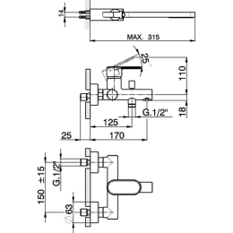 Фото Смеситель для ванны/душа Cisal LineaViva LV00012021, хром