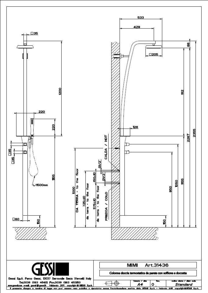 Душевая система Gessi Mimi (31436#031) хром