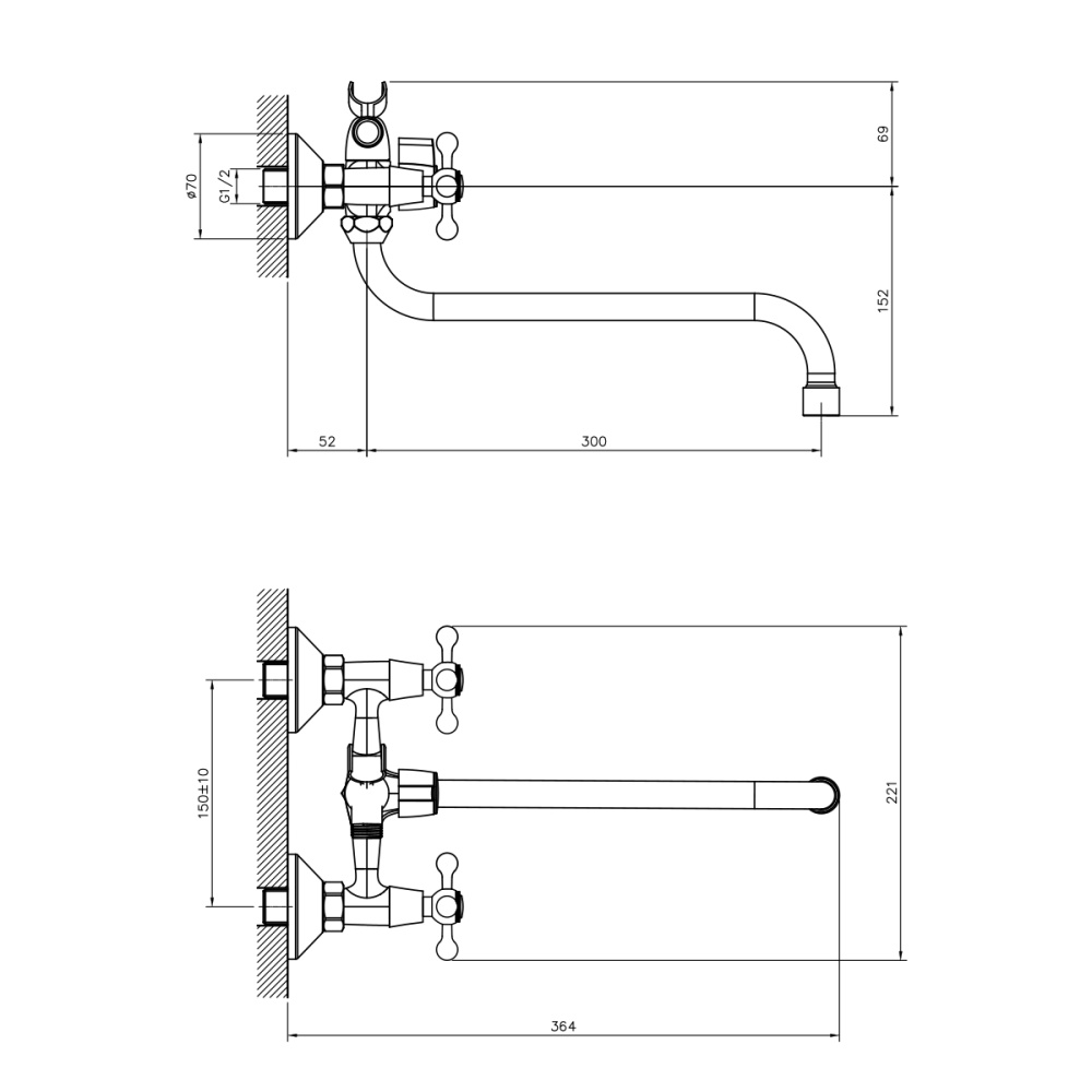 Смеситель для ванны DECOROOM DR54 (DR54045)