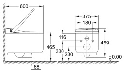 Grohe Sensia Arena 120172 Комплект инсталляция и унитаз подвесной с функцией биде, цвет унитаза: аль