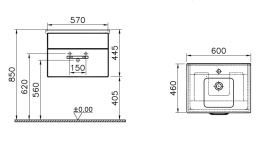 Тумба с раковиной Vitra S50 (56066/5407) белый