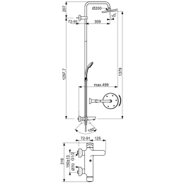 Фото Душевая система в комплекте с настенным смесителем для ванны/душа Ideal Standard IDEALRAIN ECO B1377