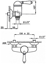 Фото Смеситель Nicolazzi Classico 3405DB75 для ванны и душа, темная бронза, ручки EL CAPITAN