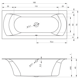 Фото Акриловая ванна 160x75 Riho (B140001005)
