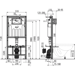 Инсталляция для унитазов AlcaPlast Sadromodul AM101/1120D раскладываемая