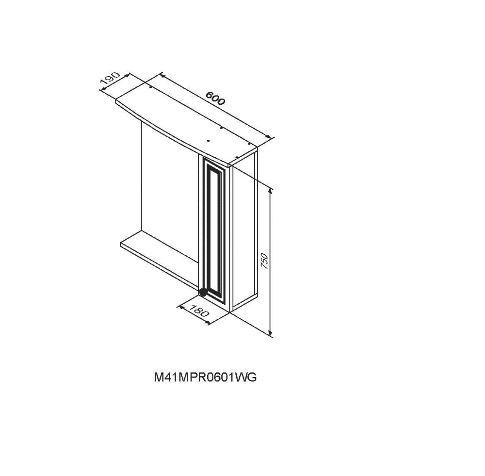 RedBlu by Damixa M41MPR0601WG Palace One, зеркало, частично зеркальный шкаф, правый, 60 см, с подсве