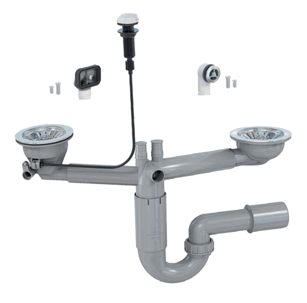 Сифон для мойки PREVEX P-loc автомат двойной (PL2-R9C45-SANT-01)