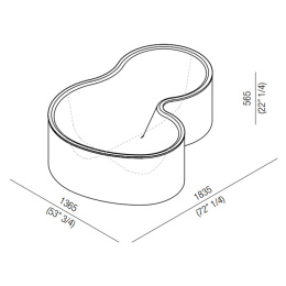Agape DR AVAS1090ZG0 Ванна отдельностоящая 183.5x136.5x56.5 см, без отв. для подачи, цвет: темно-сер