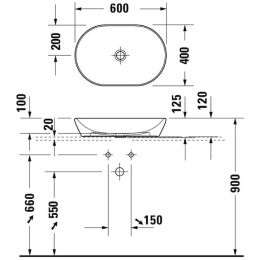 Раковина 60 см Duravit D-Neo 2372600070, белый