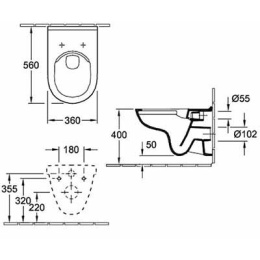 Инсталляция Am.Pm с безободковым унитазом Villeroy&Boch O.novo 5660 HR01, сиденье микролифт клавиша 