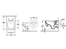 Villeroy&Boch Memento 2.0 4633R0R1 Унитаз с открытым смывным краем с  грязеотталкивающим покрытием -