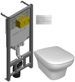 Инсталляция Jacob Delafon E21746RU-00 с безободковым унитазом Vox EDM102, крышка-сиденье, клавиша хр