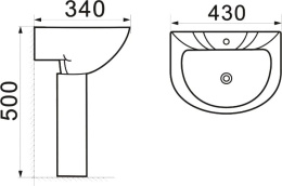 Раковина подвесная детская с пьедесталом 36 см SantiLine (SL-2115)