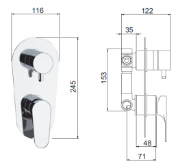 Фото Смеситель Remer для ванны встраиваемый RR L93 7 3 вых.