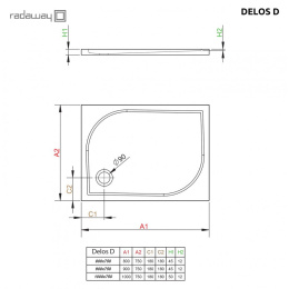 Акриловый поддон для душа Radaway Delos D 90x75x4,5 Белый 4D97545-03