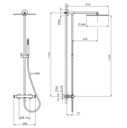 Душевая стойка Cisal LineaViva (LVC7803040) черный