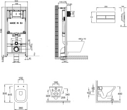 Инсталляция Jacob Delafon E21746RU-00 с безободковым унитазом Vox EDM102, крышка-сиденье, клавиша хр